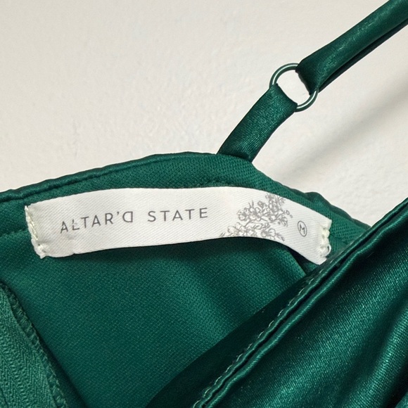 Altar'd State Satin Mini Dress in Deep Green - Picture 2 of 8